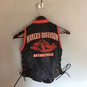 Harley Davidson Leather RdHog CATWALK Choker Vest